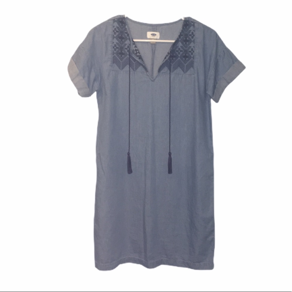 Old Navy Chambray Embroidered Monroe Dress Size XS